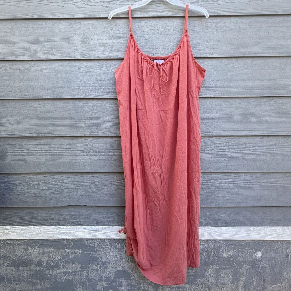 Old Navy 4X Cami Maxi Shift Dress Women Pink Cotton Blend Crinkle Causal Plus